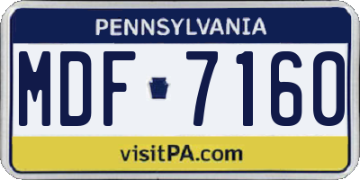 PA license plate MDF7160