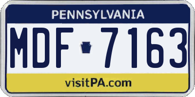 PA license plate MDF7163