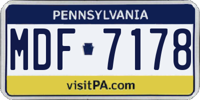 PA license plate MDF7178