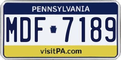 PA license plate MDF7189