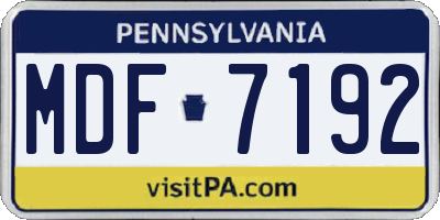 PA license plate MDF7192