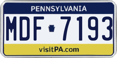 PA license plate MDF7193