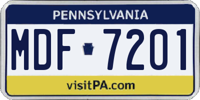 PA license plate MDF7201