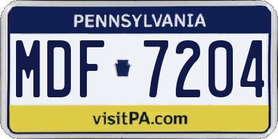 PA license plate MDF7204