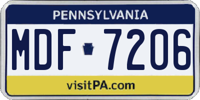 PA license plate MDF7206