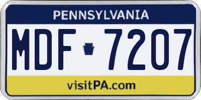 PA license plate MDF7207