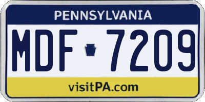 PA license plate MDF7209