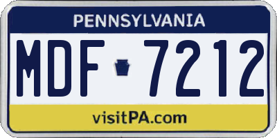 PA license plate MDF7212