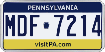 PA license plate MDF7214
