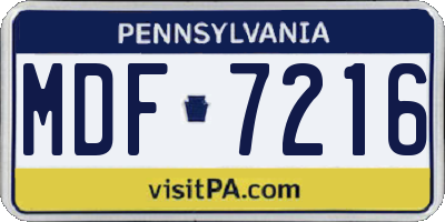 PA license plate MDF7216