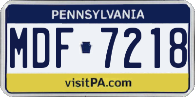 PA license plate MDF7218