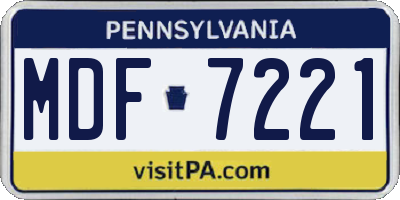 PA license plate MDF7221
