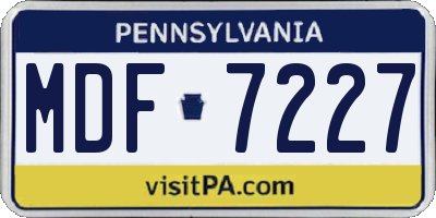 PA license plate MDF7227