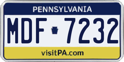 PA license plate MDF7232