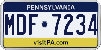 PA license plate MDF7234