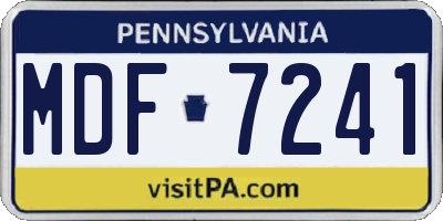 PA license plate MDF7241