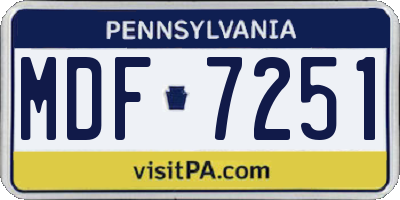 PA license plate MDF7251