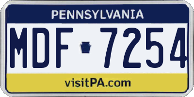 PA license plate MDF7254