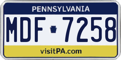 PA license plate MDF7258