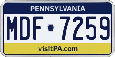 PA license plate MDF7259