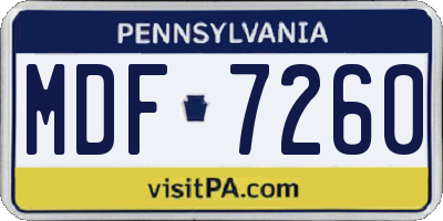 PA license plate MDF7260