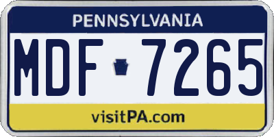 PA license plate MDF7265