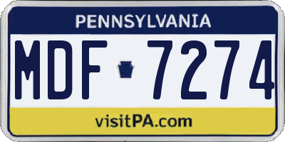 PA license plate MDF7274