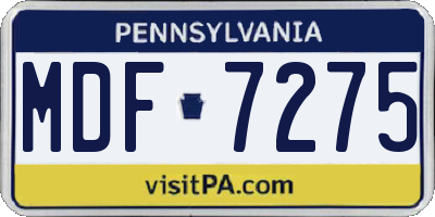 PA license plate MDF7275