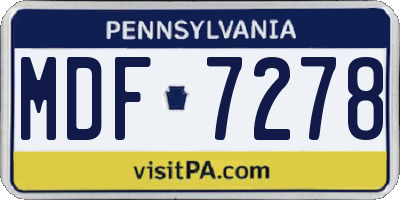 PA license plate MDF7278