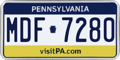 PA license plate MDF7280