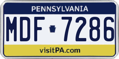 PA license plate MDF7286