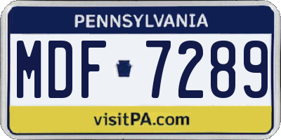 PA license plate MDF7289