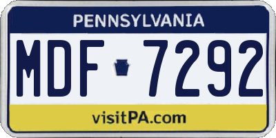 PA license plate MDF7292