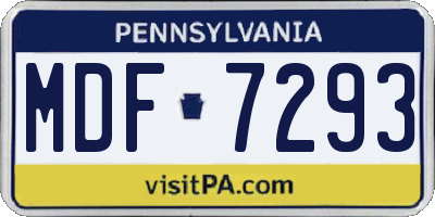 PA license plate MDF7293