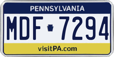 PA license plate MDF7294