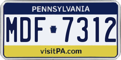 PA license plate MDF7312