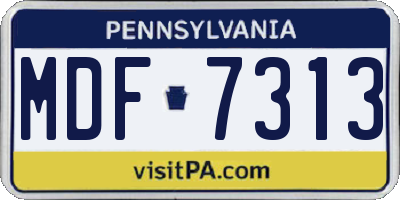 PA license plate MDF7313