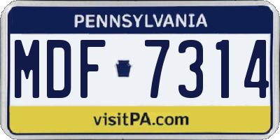 PA license plate MDF7314