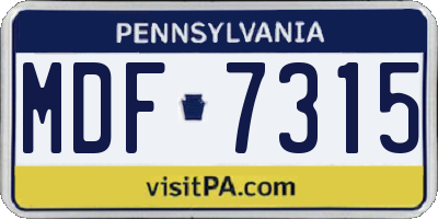 PA license plate MDF7315