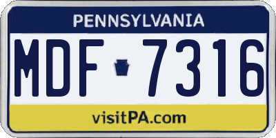 PA license plate MDF7316