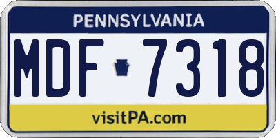 PA license plate MDF7318