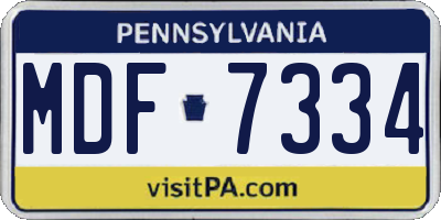 PA license plate MDF7334