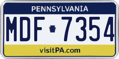PA license plate MDF7354