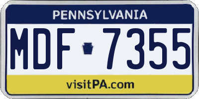 PA license plate MDF7355