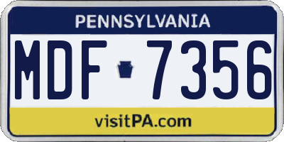 PA license plate MDF7356
