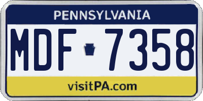 PA license plate MDF7358