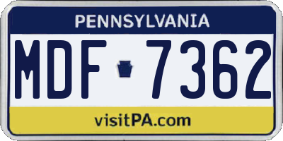 PA license plate MDF7362