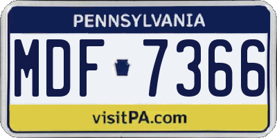 PA license plate MDF7366