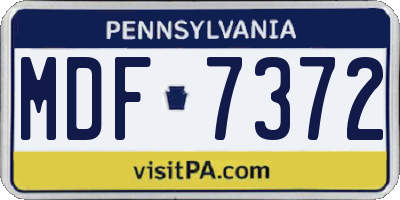 PA license plate MDF7372