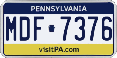 PA license plate MDF7376